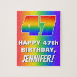 [ Thumbnail: 47th Birthday: Colorful, Fun Rainbow Pattern # 47 Jigsaw Puzzle ]