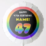 [ Thumbnail: 47th Birthday: Colorful Rainbow # 47, Custom Name Balloon ]