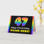 [ Thumbnail: 47th Birthday: Colorful Rainbow # 47, Custom Name Card ]