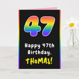 47th Birthday: Colorful Rainbow # 47, Custom Name Card
