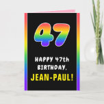 [ Thumbnail: 47th Birthday: Colorful Rainbow # 47, Custom Name Card ]
