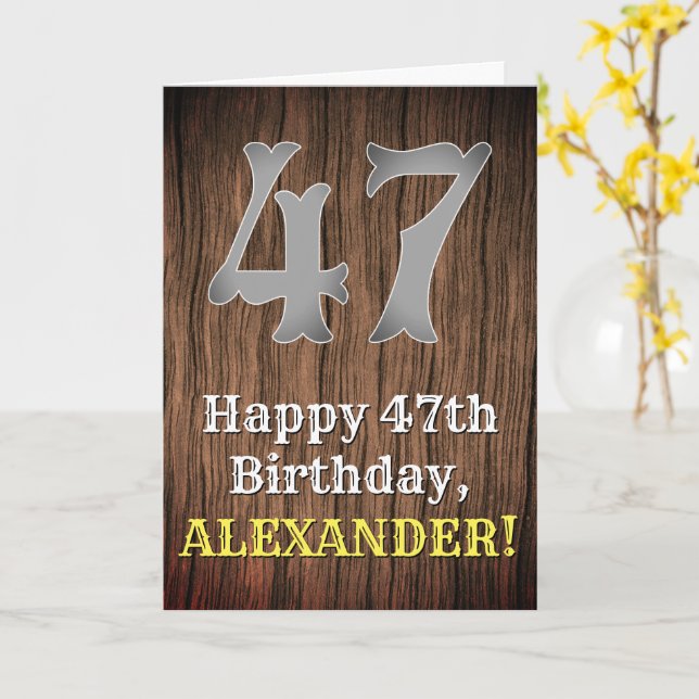 47th Birthday: Country Western Inspired Look, Name Card (Yellow Flower)
