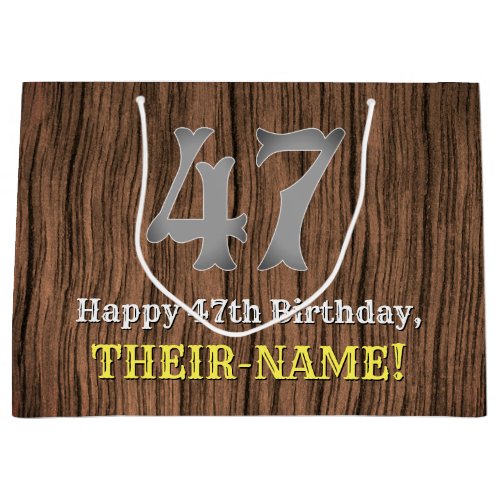 47th Birthday Country Western Inspired Look Name Large Gift Bag