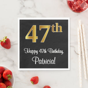 47th Birthday ~ Elegant Luxurious Faux Gold Look # Napkins