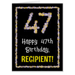 [ Thumbnail: 47th Birthday: Floral Flowers Number “47” + Name Card ]