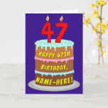 [ Thumbnail: 47th Birthday: Fun Cake and Candles + Custom Name Card ]