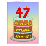 [ Thumbnail: 47th Birthday: Fun Cake & Candles, W/ Custom Name Card ]