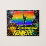 [ Thumbnail: 47th Birthday: Fun, Colorful Celebratory Fireworks Jigsaw Puzzle ]