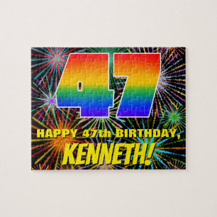 47th Birthday: Fun, Colorful Celebratory Fireworks Jigsaw Puzzle