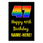 [ Thumbnail: 47th Birthday: Fun, Colorful, Happy, Rainbow # 47 Card ]