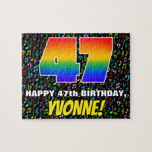 47th Birthday â Fun Colorful Music Symbols  âœ47â Jigsaw Puzzle
