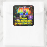 [ Thumbnail: 47th Birthday: Fun Fireworks Look, Rainbow # 47 Sticker ]