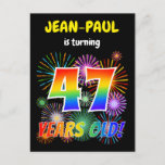 [ Thumbnail: 47th Birthday - Fun Fireworks, Rainbow Look "47" Postcard ]
