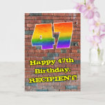 [ Thumbnail: 47th Birthday: Fun Graffiti-Inspired Rainbow 47 Card ]