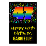 [ Thumbnail: 47th Birthday: Fun Music Symbols + Rainbow # 47 Card ]