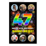 [ Thumbnail: 47th Birthday: Fun Rainbow #, Custom Name + Photos Card ]