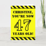 [ Thumbnail: 47th Birthday: Fun Stencil Style Text, Custom Name Card ]