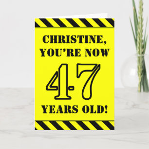 47th Birthday: Fun Stencil Style Text, Custom Name Card