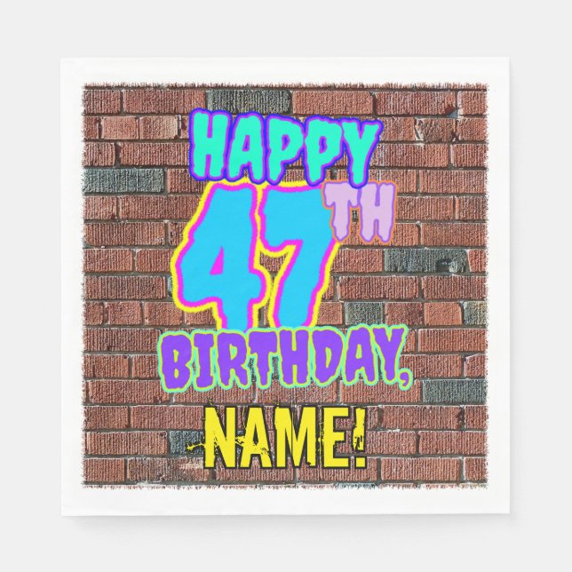 47th Birthday ~ Fun, Urban Graffiti Inspired Look Napkins (Front)