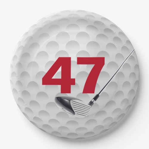 47th Birthday Golf Ball Design Paper Plate