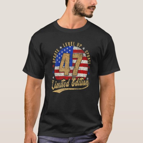 47th Birthday  Level Up Vintage Retro U S A T_Shirt