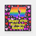 [ Thumbnail: 47th Birthday: Loving Hearts Pattern, Rainbow # 47 Napkins ]