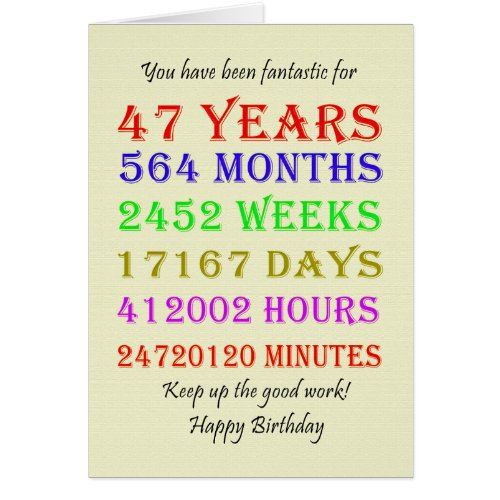 47th Birthday Milestones