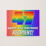 [ Thumbnail: 47th Birthday — Multicolored Rainbow Pattern “47” Jigsaw Puzzle ]