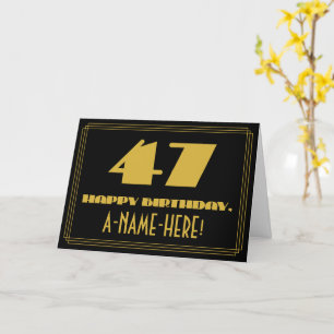 47th Birthday: Name + Art Deco Inspired Look "47" Card