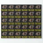 [ Thumbnail: 47th Birthday: Name & Faux Wood Grain Pattern "47" Wrapping Paper ]
