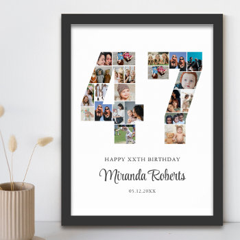 47th Birthday Number 47 Custom Photo Collage Poster by raindwops at Zazzle