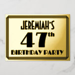 [ Thumbnail: 47th Birthday Party — Art Deco Look “47” + Name Invitation ]