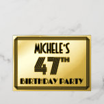 [ Thumbnail: 47th Birthday Party — Art Deco Style “47” & Name Invitation ]