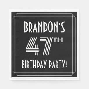 47th Birthday Party: Art Deco Style + Custom Name Napkins