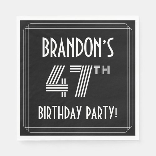 47th Birthday Party Art Deco Style  Custom Name Napkins