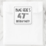 [ Thumbnail: 47th Birthday Party: Art Deco Style + Custom Name Sticker ]