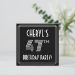 [ Thumbnail: 47th Birthday Party: Art Deco Style W/ Custom Name Invitation ]