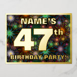 [ Thumbnail: 47th Birthday Party: Bold, Colorful Fireworks Look Postcard ]