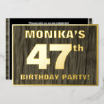 [ Thumbnail: 47th Birthday Party: Bold, Faux Wood Grain Pattern Invitation ]
