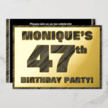 [ Thumbnail: 47th Birthday Party — Bold, Faux Wood Grain Text Invitation ]