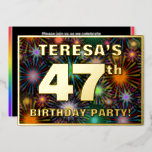[ Thumbnail: 47th Birthday Party — Fun, Colorful Fireworks Look Invitation ]