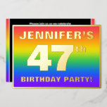 [ Thumbnail: 47th Birthday Party: Fun, Colorful Rainbow Pattern Invitation ]
