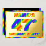 [ Thumbnail: 47th Birthday Party — Fun, Rainbow Spectrum “47” Invitation ]