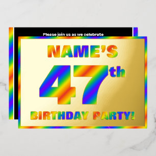 47th Birthday Party — Fun, Rainbow Spectrum “47” Foil Invitation