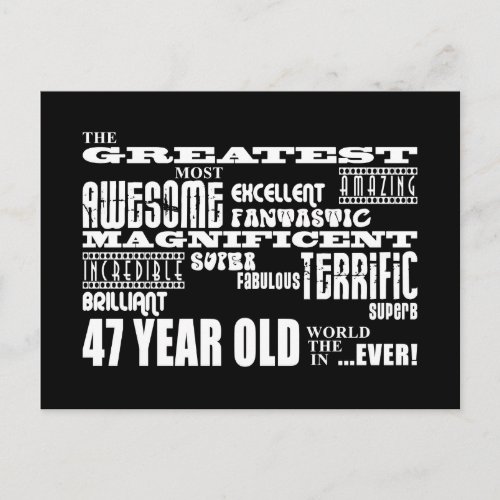 47th Birthday Party Greatest Forty Seven Year Old Invitation Postcard