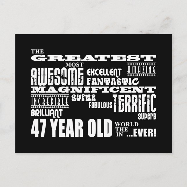 47th Birthday Party Greatest Forty Seven Year Old Invitation Postcard (Front)