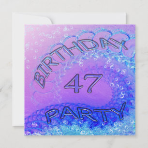 47th Birthday party invitation, Abstract and bubb Invitation
