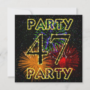 47th birthday party invitation with fireworks