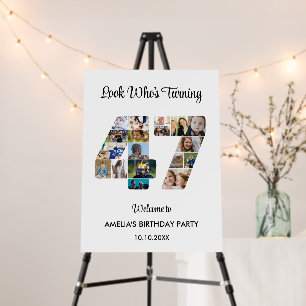 47th Birthday Party Number 47 Photo Collage Foam Board