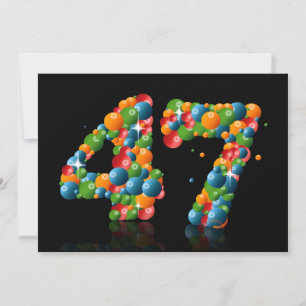 47th Birthday party, with bubbles and balls Invitation